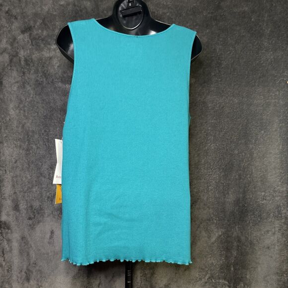 Womens Ruby RD Sleeveless Ribbed Tourquoise Jeweled Tank Size L - Picture 6 of 9